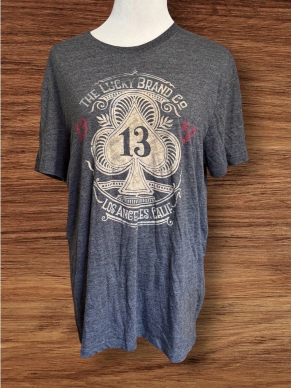 NWT Lucky Brand graphic t-shirt featuring a vintage-style spade and number 13